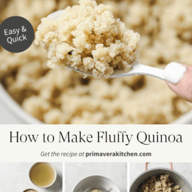 Titled Photo Collage (and shown): How to Make Fluffy Quinoa