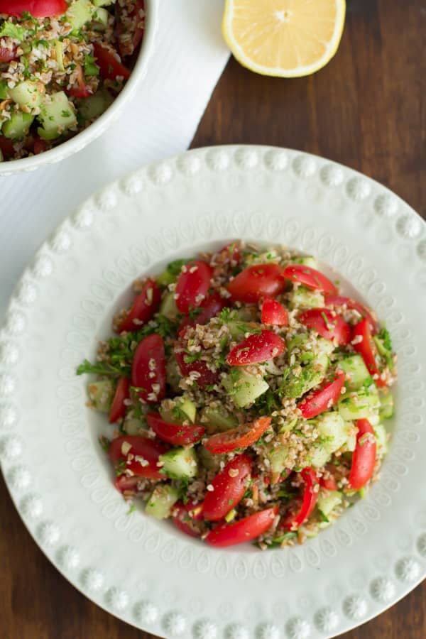 close up of a plate of Tabbouleh