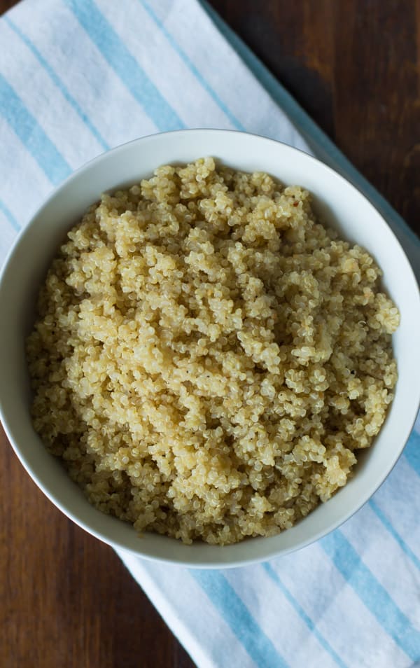 white bowl filled with fluffy quinoa