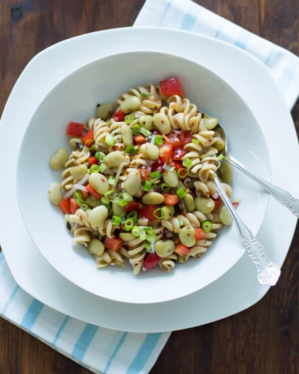 pasta salad with lima bean and anchovies