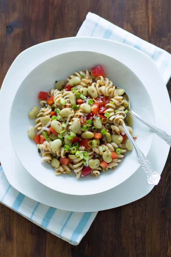 pasta salad with lima bean and anchovies