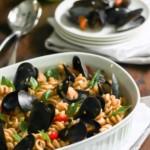 whole wheat fusilli with mussels