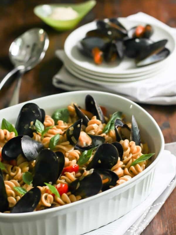 whole wheat fusilli with mussels