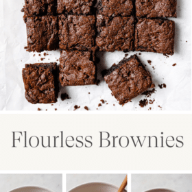 Titled Photo Collage (and shown): Flourless Brownies