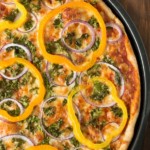 Kale, Peppers and Red Onion Pizza