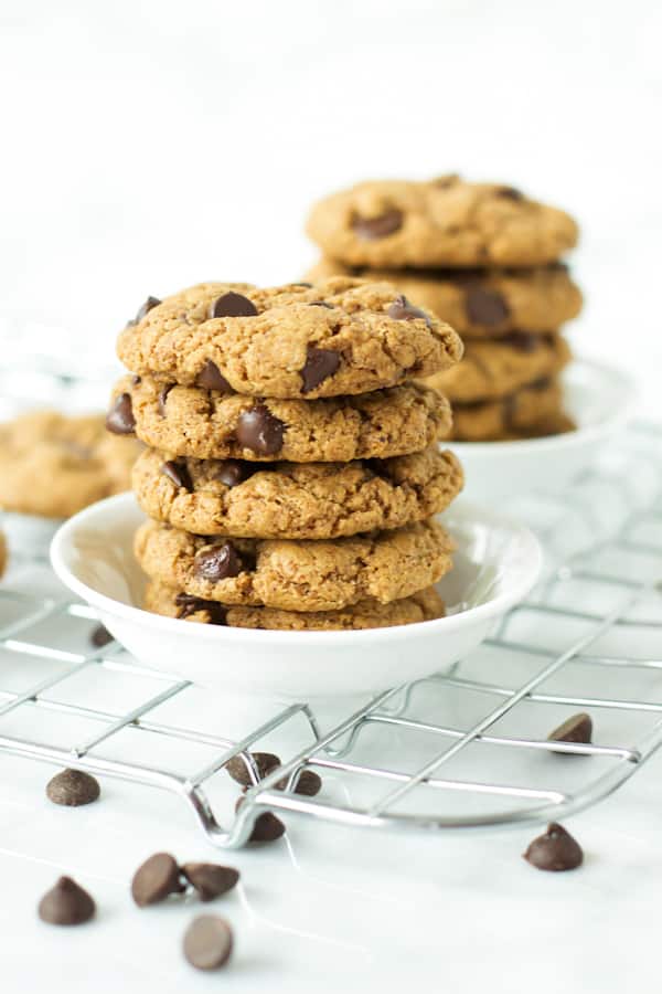 Gluten-free chocolate chip cookies on a plate