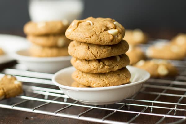 Peanut Butter Chocolate White Chip Cookies on a plate