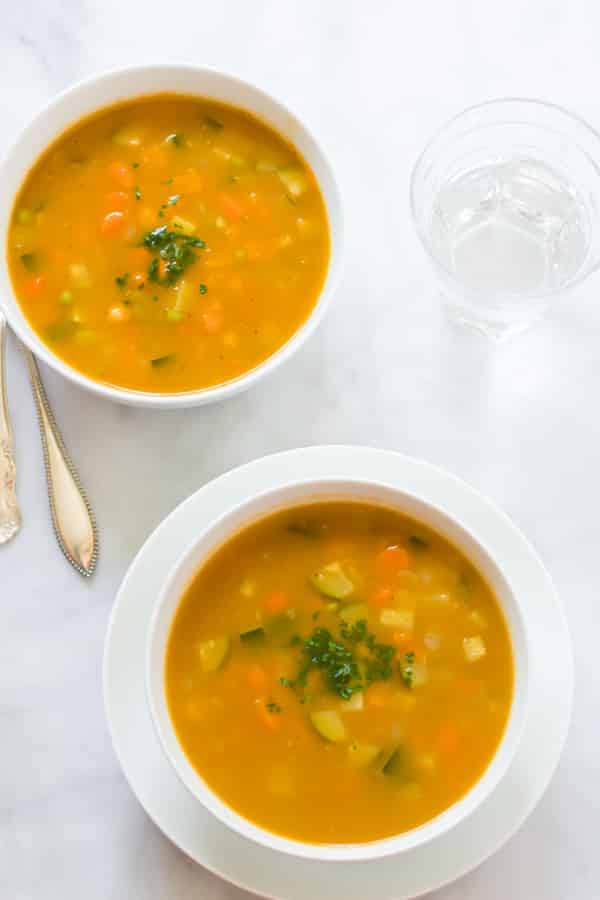 Two bowls of Zucchini Summer Soup