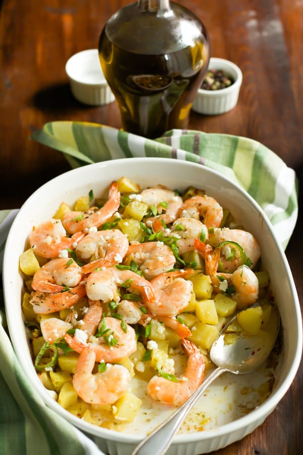 Roasted Potato with lemon shrimp