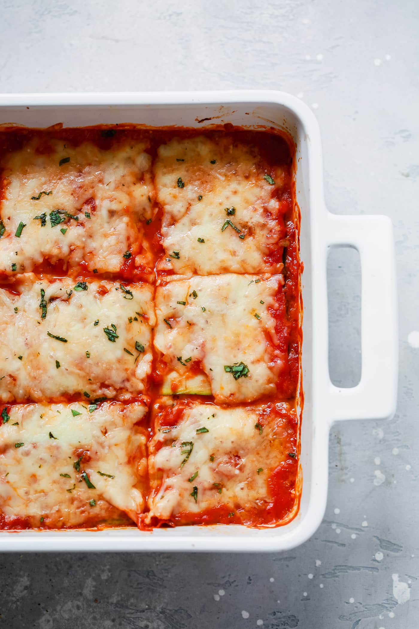 overhead view of yummy and juicy Lasagna