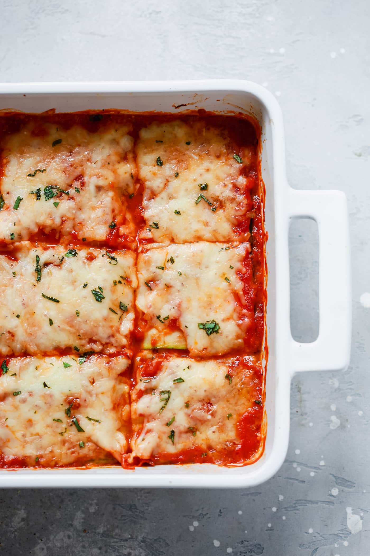 overhead view of yummy and juicy Lasagna 