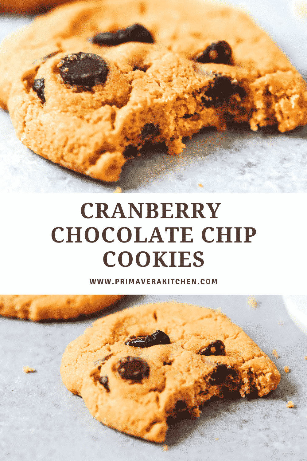 collage of Cranberry Chocolate Chip Cookies photos with a text that says \"Cranberry Chocolate Chip Cookies\"