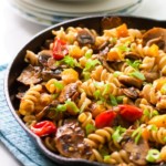 Fusilli with mushroom and roasted butternut squash
