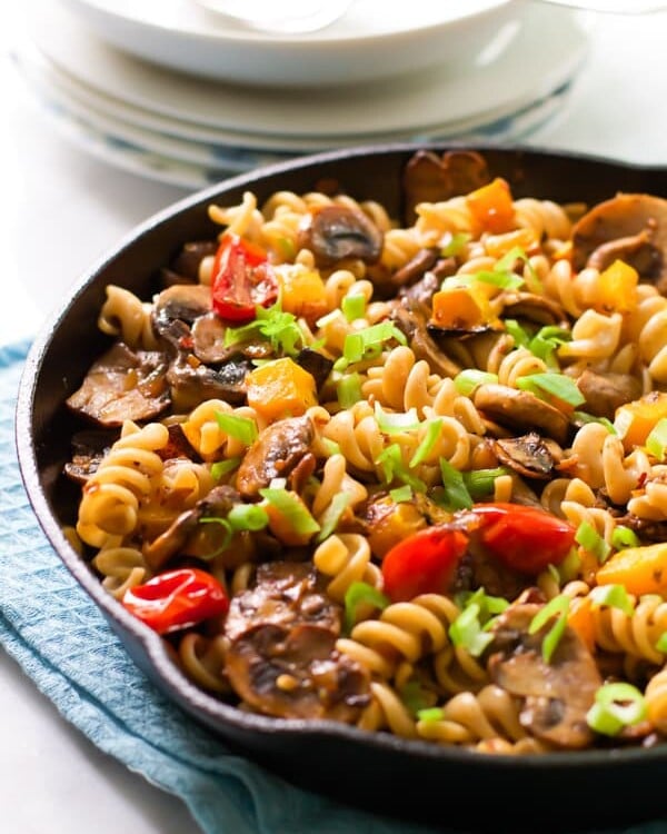 Fusilli with mushroom and roasted butternut squash