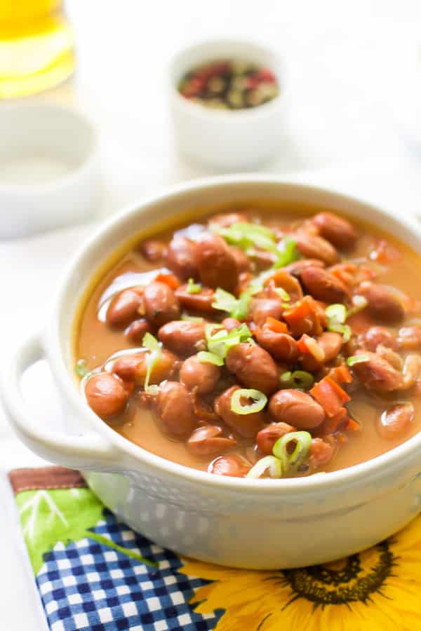 bowl of beans made in a pressure cooker