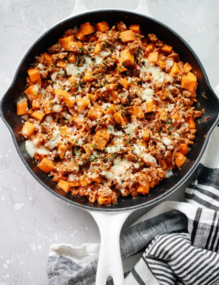 Easy Camping Skillet BBQ Recipe with Ground Meat and Sweet Potatoes