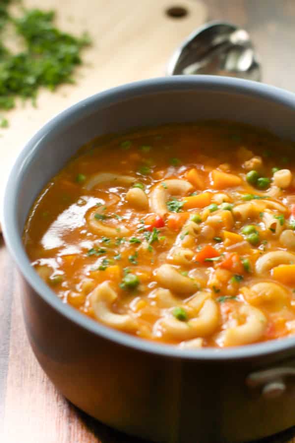 Pasta Soup with Sweet Potato and Peas Primavera Kitchen Recipe