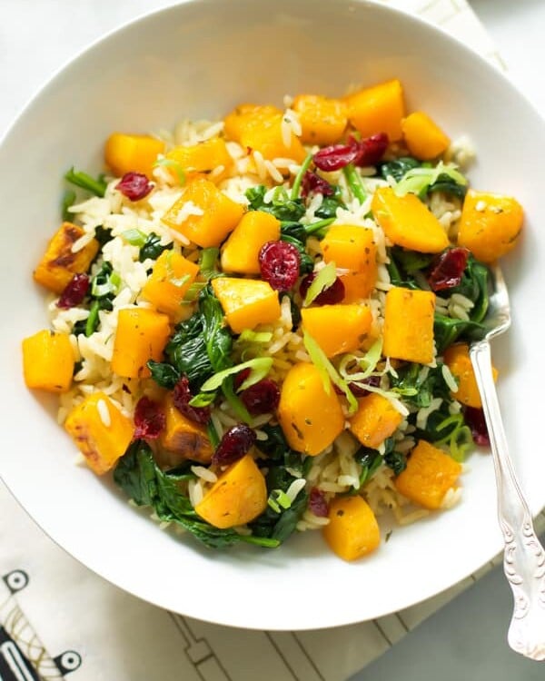 Rice with Roasted Butternut Squash and Dried Cranberries_-4