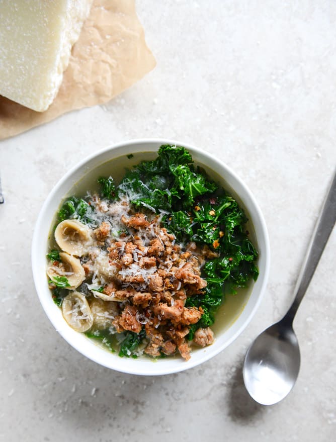 spicy-sausage-kale-and-whole-wheat-orrechetti-soup-I-howsweeteats.com-3