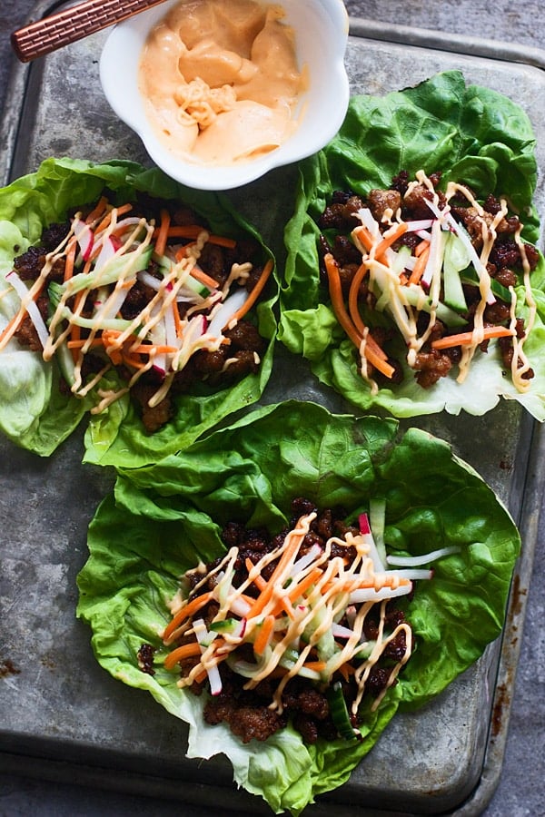 Bahn-Mi-Lettuce-Wraps Bahn mi lettuce wraps.