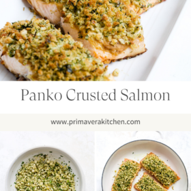 Titled Photo Collage (and shown): panko crusted salmon
