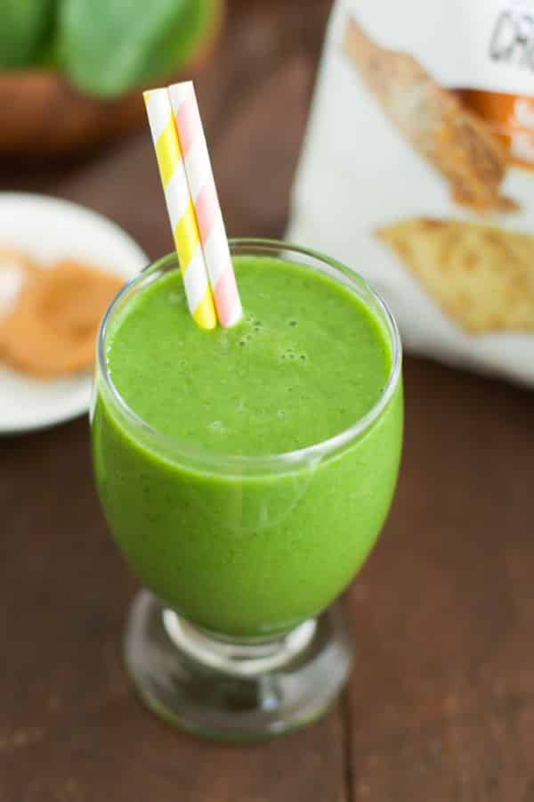 Peanut Butter Green Smoothie with Pepperidge Farm Cracker Chips-3