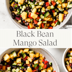 Titled Photo Collage (and shown): Black Bean Mango Salad