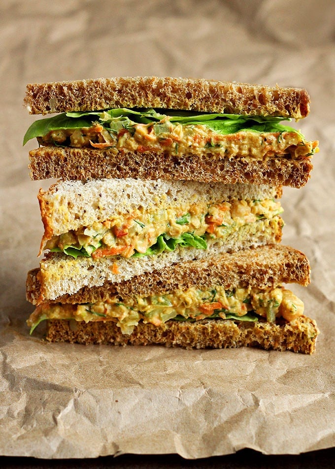 Lentil Chickpea Salad Sandwiches.