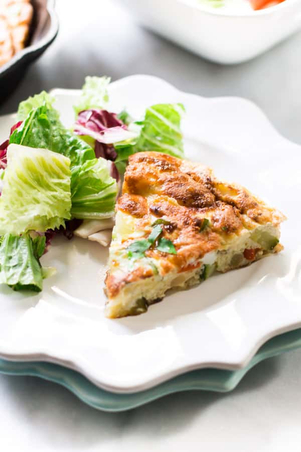 close-up of zucchini frittata.