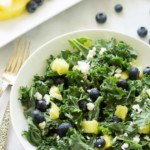 Overhead view of Kale Blueberry Pineapple Salad