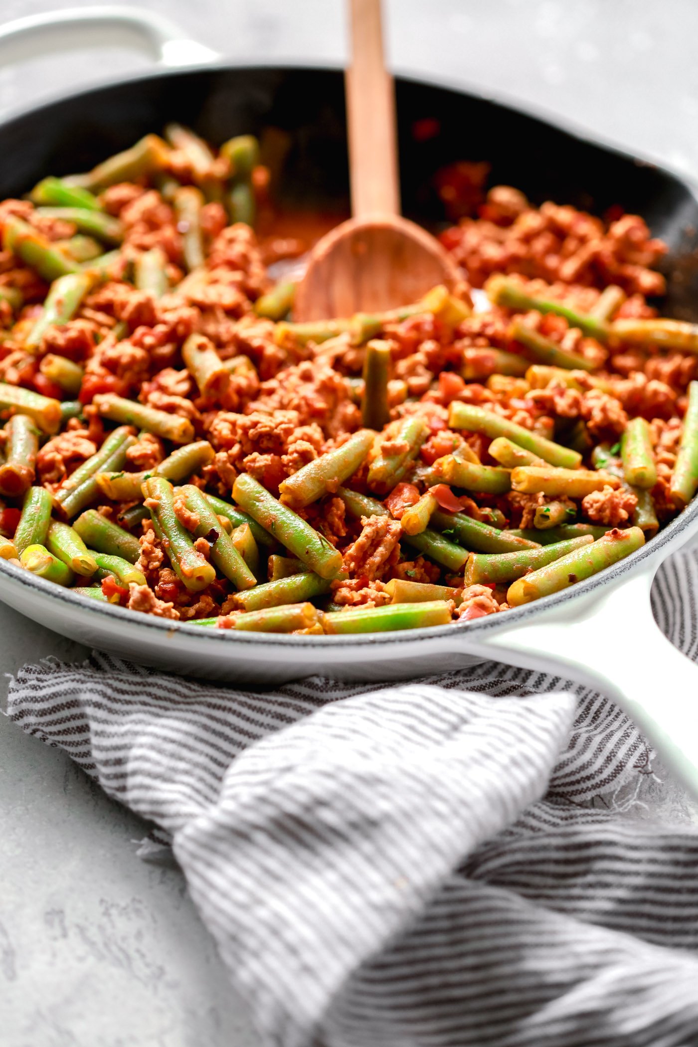 Healthy Ground Turkey Recipes | Ground Turkey Skillet with Green Beans