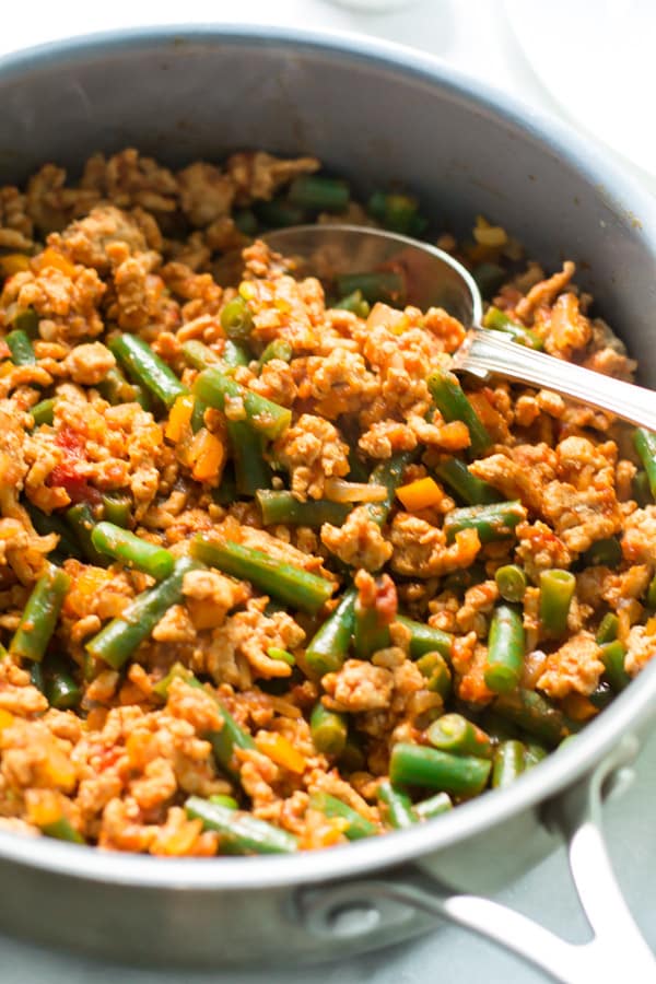 Ground Turkey Skillet with Green Beans.