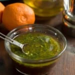 Close up view of the clementine salad dressing