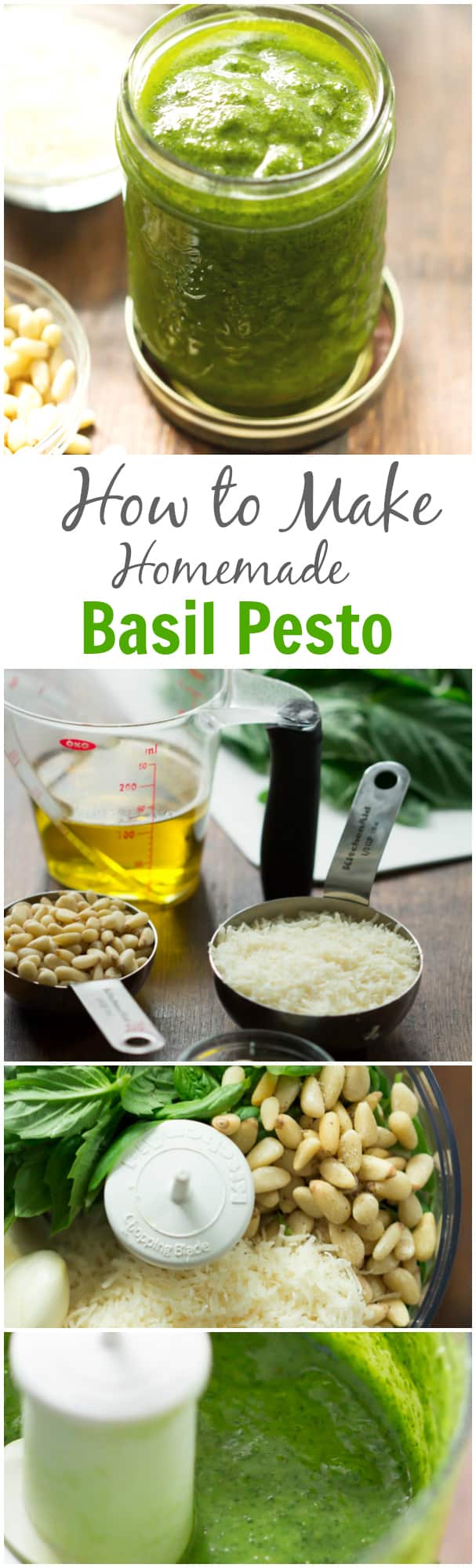 How to make Homemade Basil Pesto - Homemade classic basil pesto recipe with just 5 ingredients. This is a perfect recipe to replace your store-bought pesto. 