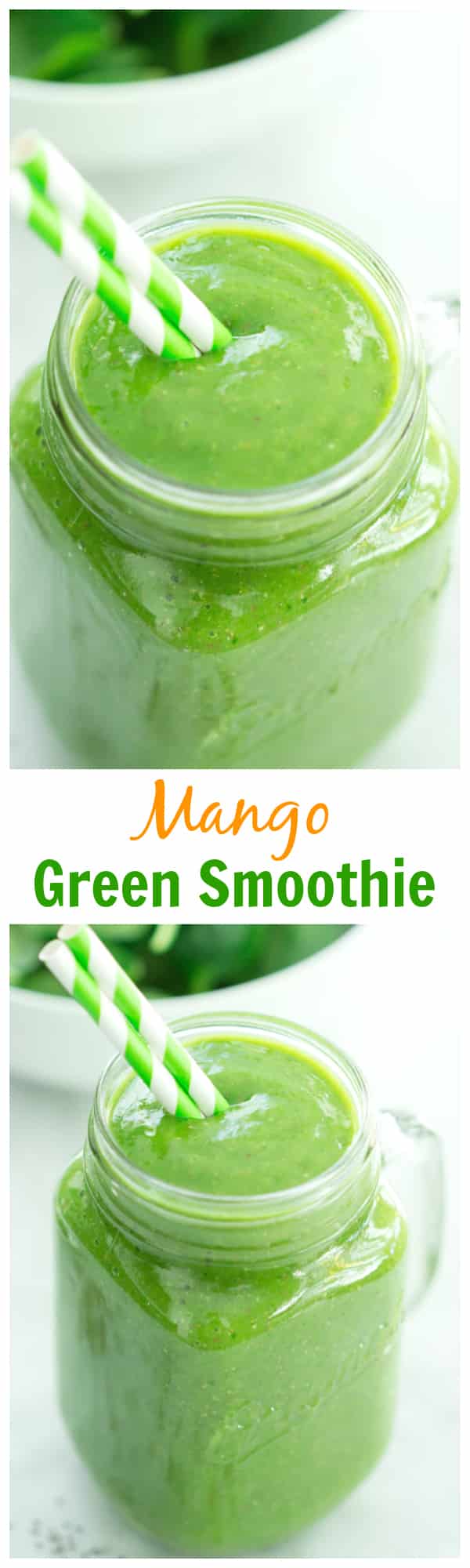 Mango Green Smoothie - This is the fastest way to get more greens in your diet. Make this delicious Mango Green Smoothie and start your day right. 