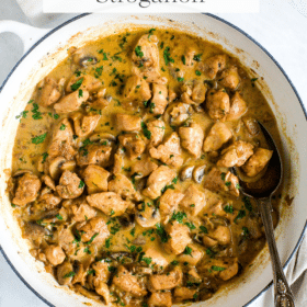 Titled Photo Collage (and shown): Chicken Stroganoff