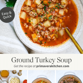 Titled Photo Collage (and shown): ground turkey soup