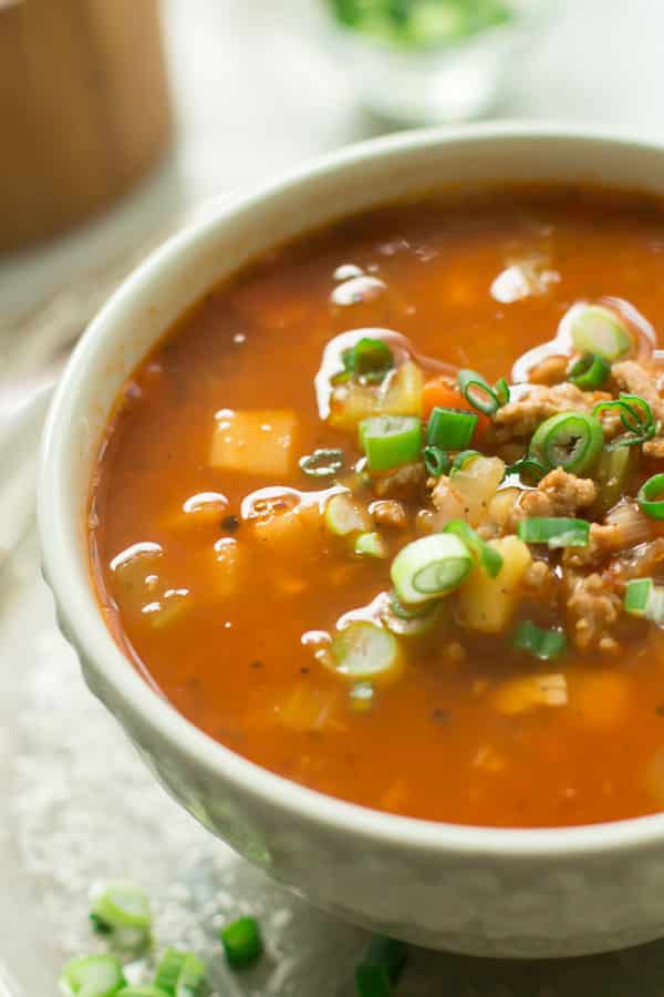 Ground Turkey Soup with Veggie Roots.