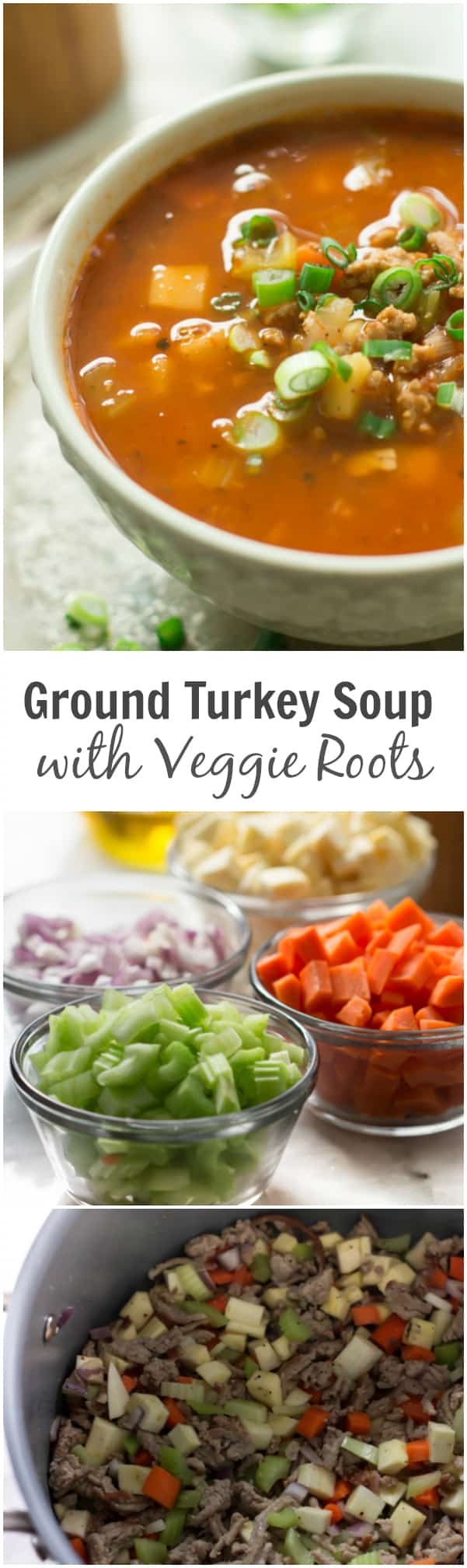 Ground Turkey Soup with Veggie Roots - This Ground Turkey Soup with Veggie Roots is made with carrots, parsnip and extra-lean ground turkey. This warming and nutritious soup is also great to freeze. Enjoy!