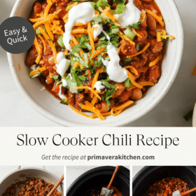 Titled Photo Collage (and shown): Slow Cooker Chili