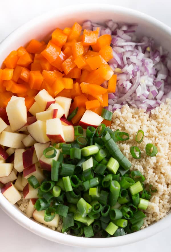 Easy Couscous Salad - This easy couscous salad can be served hot or cold, with any assortment of fruits and vegetables. Lunch just got awesome. 