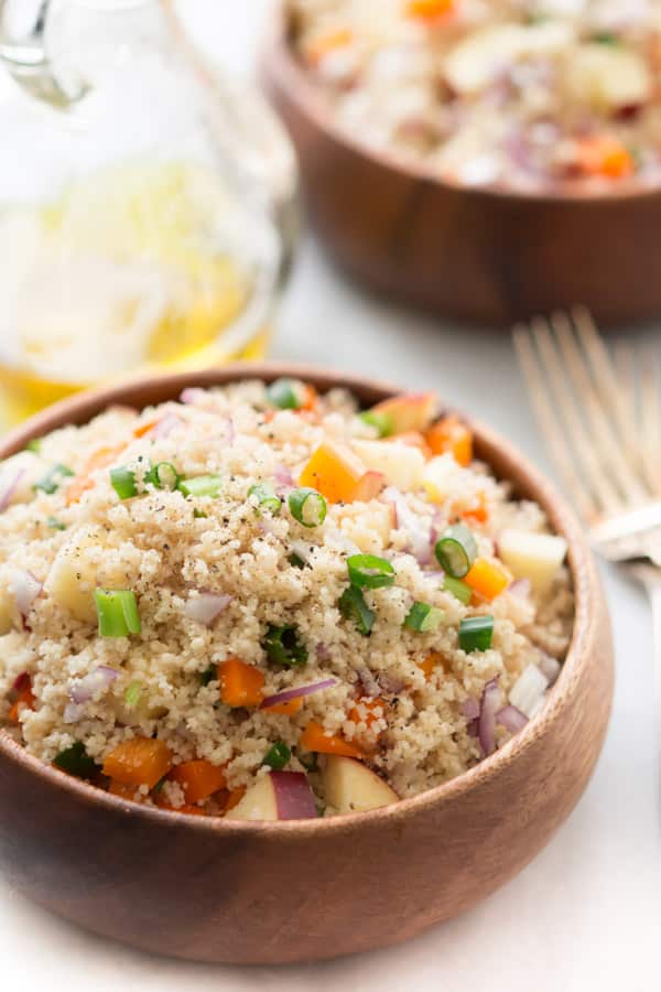 Easy Couscous Salad - This easy couscous salad can be served hot or cold, with any assortment of fruits and vegetables. Lunch just got awesome. 