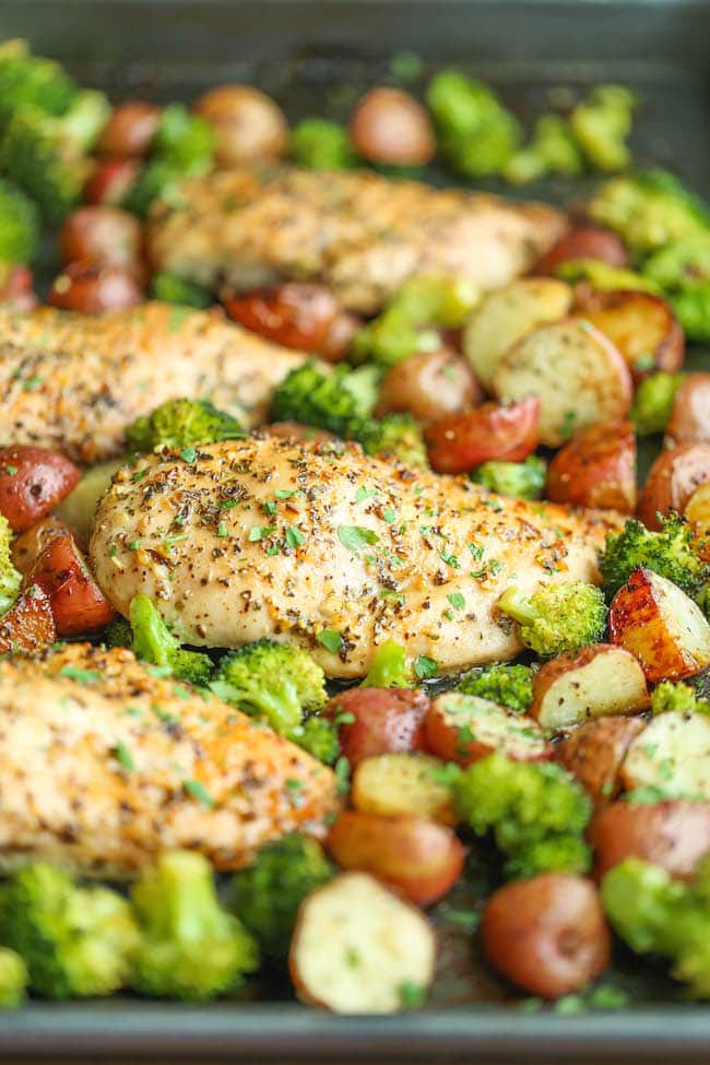 One Pan Honey Garlic Chicken and Veggies from Damn Delicious.