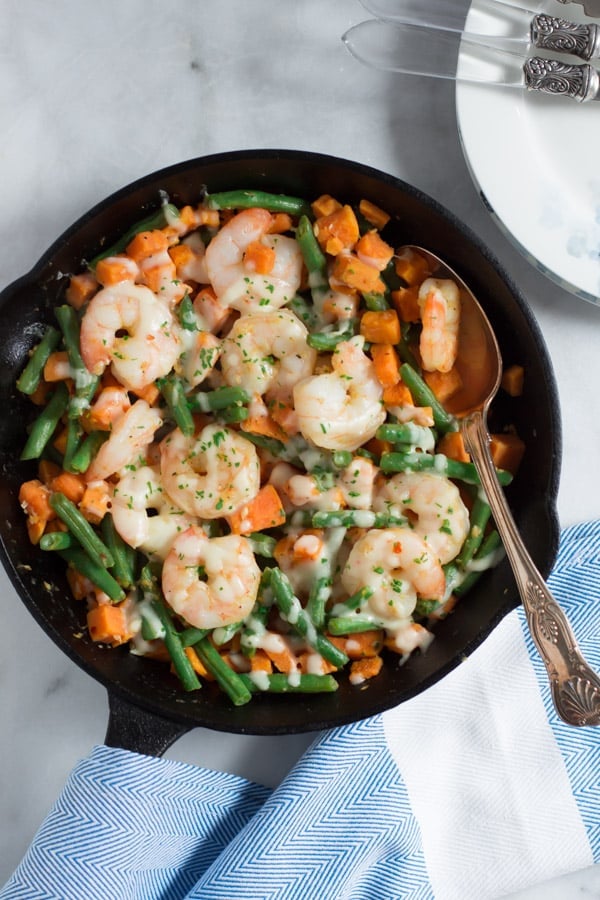 Sweet Potato Green Beans Shrimp Skillet Primavera Kitchen Recipe