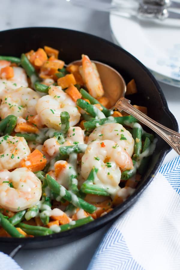 Shrimp Skillet with Sweet Potato and Green Beans Primavera Kitchen Recipe