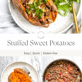Titled Photo Collage (and shown): stuffed sweet potatoes