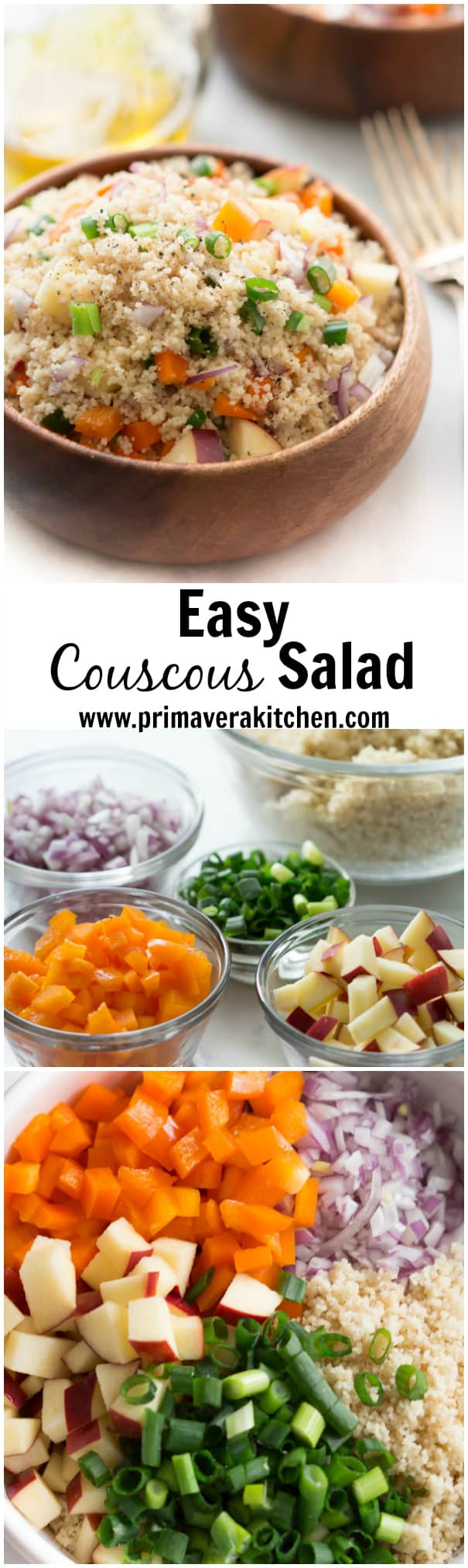 easy couscous salad - This easy couscous salad can be served hot or cold, with any assortment of fruits and vegetables. Lunch just got awesome.