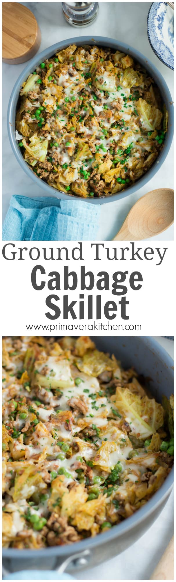 Ground Turkey Cabbage Skillet - This very easy Ground Turkey Cabbage Skillet recipe is perfect for a quick dinner during the week cause it takes less than 30mins to be ready! It is also gluten-free and very flavourful. 