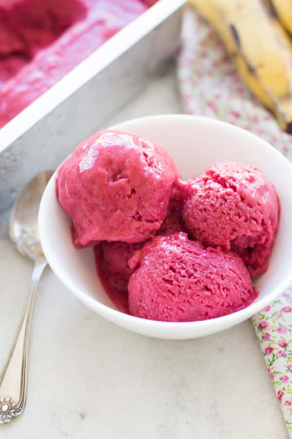 Healthy Blender Raspberry Ice Cream - Primavera Kitchen