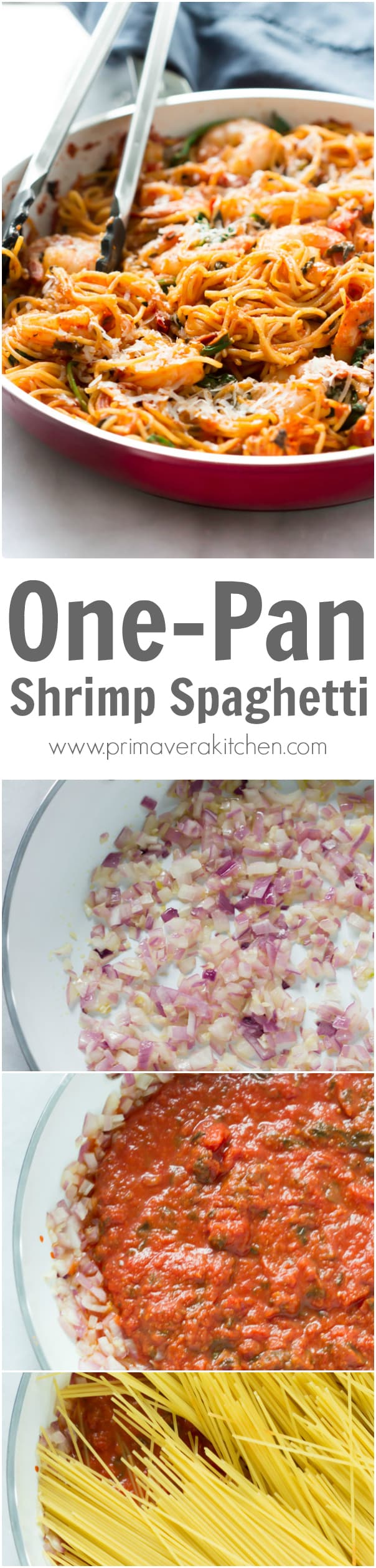 One-pan shrimp spaghetti - This One-Pan Shrimp Spaghetti is super easy to make and you only needs one pan! Definitely a quick and flavourful weeknight recipe with almost no clean up. Amazing!